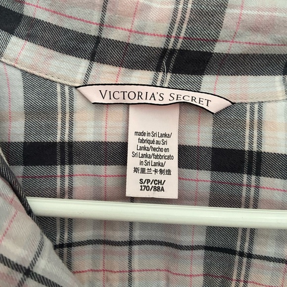 Victoria's Secret Plaid Button-Up Shirt - Pink, Black, Gray - Picture 2 of 3